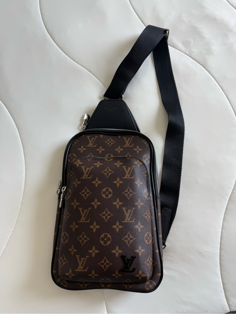Louis Vuitton Monogram Canvas Sling Belt Bag in Brown and Black